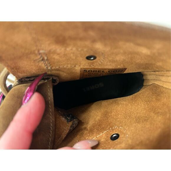 Sorel Joan of Arctic II wedge leather buckle elk boots size 6 tan/brown - Picture 8 of 8